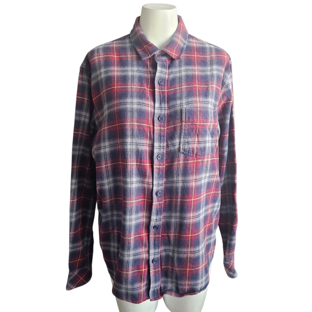 Rails Wyatt Red & Blue Check Long Sleeve Flannel Shirt Mens LG Fall Outdoor Cozy